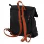 Flora&Co czarny / camel skórzany plecak modna torba A4