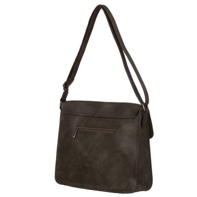 FLORA&CO khaki oliwkowa torebka listonoszka A4 miękka skóra pojemna torba