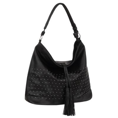 FASHION BAGS - CZARNA klasyczna skórzana torebka torba worek modna skóra A4 pikowana