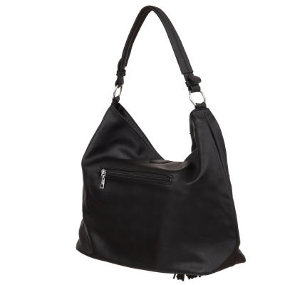 FASHION BAGS - CZARNA klasyczna skórzana torebka torba worek modna skóra A4 pikowana