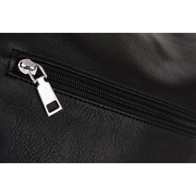 FASHION BAGS - CZARNA klasyczna skórzana torebka torba worek modna skóra A4 pikowana