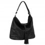 FASHION BAGS - CZARNA klasyczna skórzana torebka torba worek modna skóra A4 pikowana