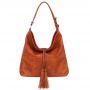 FASHION BAGS - CAMEL RUDA klasyczna skórzana torebka torba worek modna skóra A4 pikowana