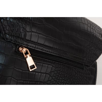 -33% czarna skórzana torebka listonoszka łańcuszek krokodyl MUST HAVE + portfelik