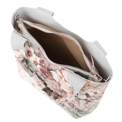 L'ARTIGIANO Włoska kwiaty pastelowa A4 klasyczna skórzana torebka shopper bag