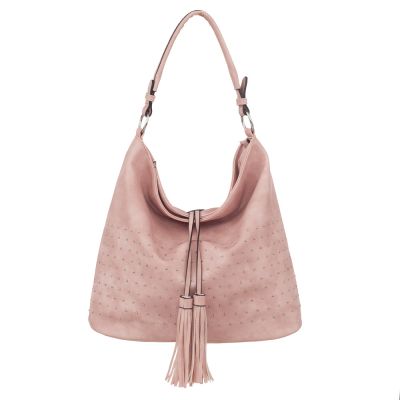 FASHION BAGS - RÓŻOWA klasyczna skórzana torebka torba worek modna skóra A4 pikowana