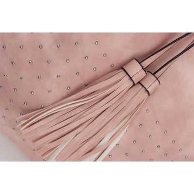 FASHION BAGS - RÓŻOWA klasyczna skórzana torebka torba worek modna skóra A4 pikowana