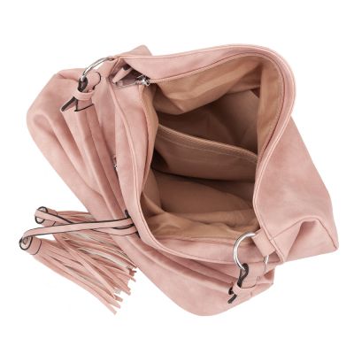 FASHION BAGS - RÓŻOWA klasyczna skórzana torebka torba worek modna skóra A4 pikowana
