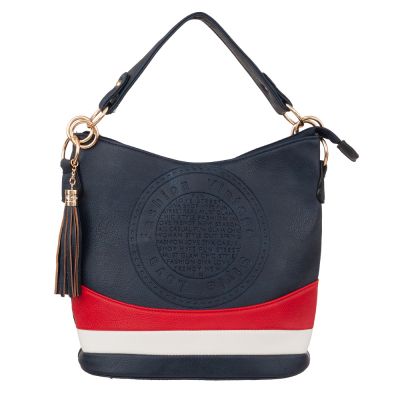 -40% Fashion vintage marynarska granatowa torebka WOREK frędzle