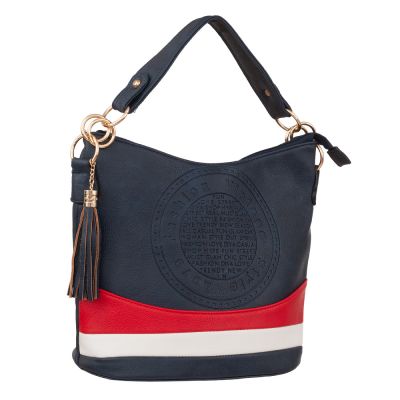 -40% Fashion vintage marynarska granatowa torebka WOREK frędzle
