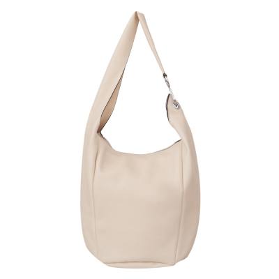 -33% MAGIC BAGS - kremowa asymetryczna torebka torba worek skóra A4