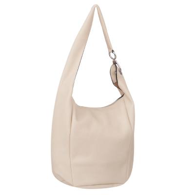 -33% MAGIC BAGS - kremowa asymetryczna torebka torba worek skóra A4
