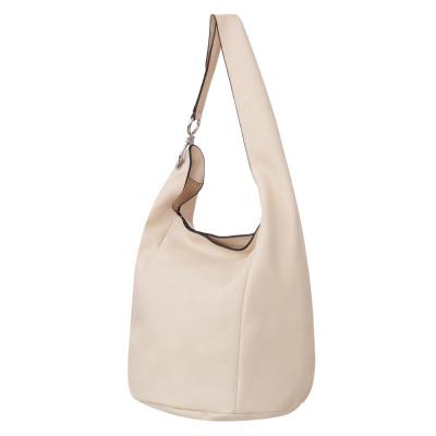 -33% MAGIC BAGS - kremowa asymetryczna torebka torba worek skóra A4