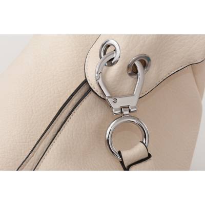 -33% MAGIC BAGS - kremowa asymetryczna torebka torba worek skóra A4
