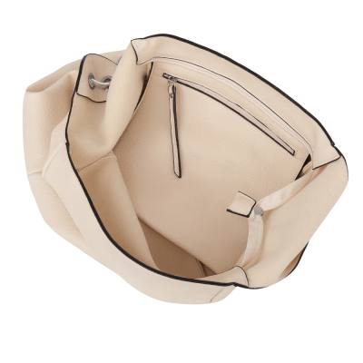 -33% MAGIC BAGS - kremowa asymetryczna torebka torba worek skóra A4