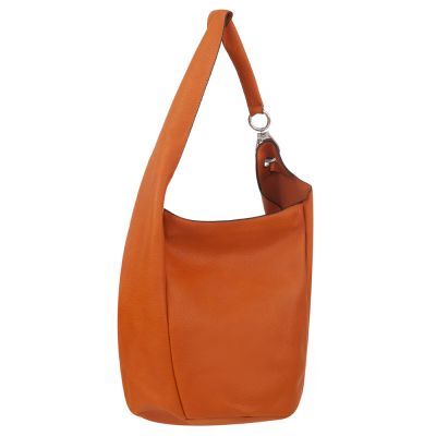 -33% MAGIC BAGS - camel ruda asymetryczna torebka torba worek skóra A4