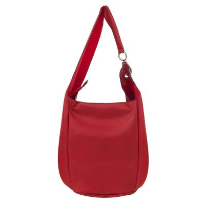 -33% MAGIC BAGS - czerwona asymetryczna torebka torba worek skóra A4