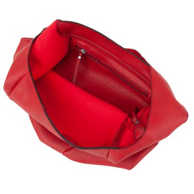 -33% MAGIC BAGS - czerwona asymetryczna torebka torba worek skóra A4