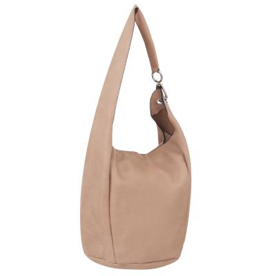 -33% MAGIC BAGS - beżowa asymetryczna torebka torba worek skóra A4