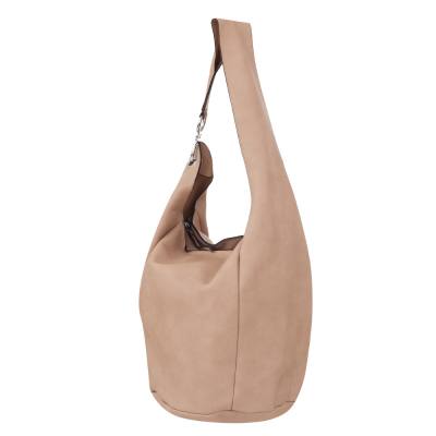-33% MAGIC BAGS - beżowa asymetryczna torebka torba worek skóra A4