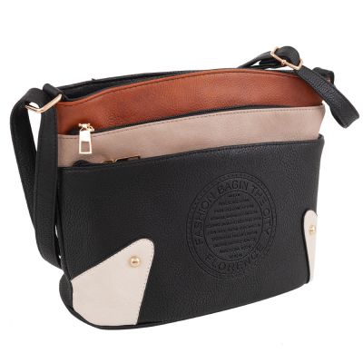 kolorowa czarna torebka skórzana listonoszka BAG