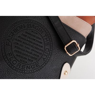 kolorowa czarna torebka skórzana listonoszka BAG