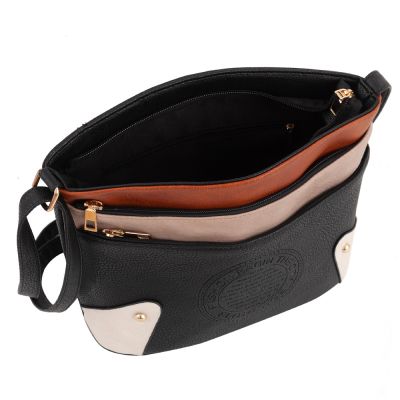 kolorowa czarna torebka skórzana listonoszka BAG