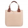 L'ARTIGIANO Włoska beżowa / nude A4 klasyczna skórzana torebka shopper bag