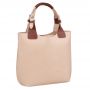 L'ARTIGIANO Włoska beżowa / nude A4 klasyczna skórzana torebka shopper bag