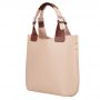 L'ARTIGIANO Włoska beżowa / nude A4 klasyczna skórzana torebka shopper bag