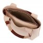 L'ARTIGIANO Włoska beżowa / nude A4 klasyczna skórzana torebka shopper bag