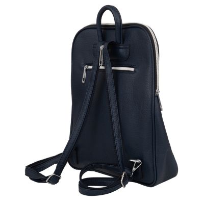 MAGIC BAGS granatowy skórzany plecak modna torba A4