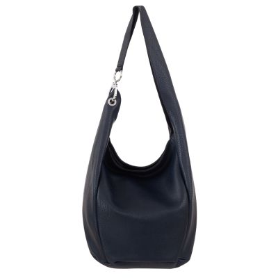 -33% MAGIC BAGS - granatowa asymetryczna torebka torba worek skóra A4