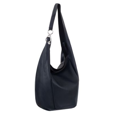 -33% MAGIC BAGS - granatowa asymetryczna torebka torba worek skóra A4
