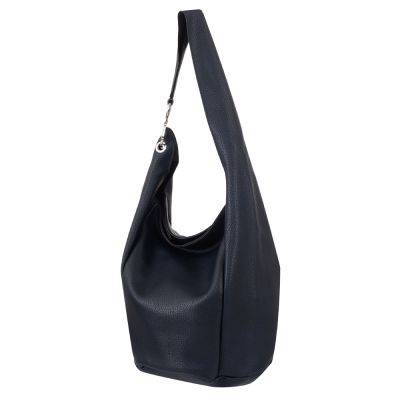 -33% MAGIC BAGS - granatowa asymetryczna torebka torba worek skóra A4