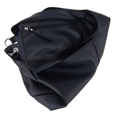 -33% MAGIC BAGS - granatowa asymetryczna torebka torba worek skóra A4