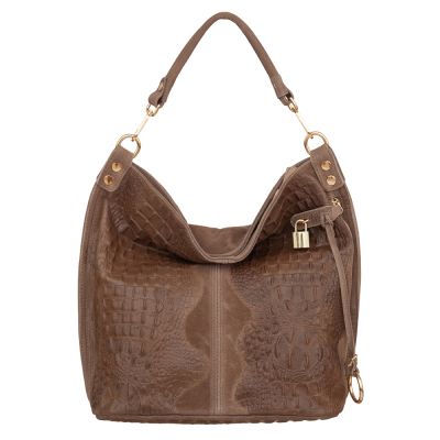 -33% Włoska cappuccino krokodyl A4 skórzana XL torebka shopper bag
