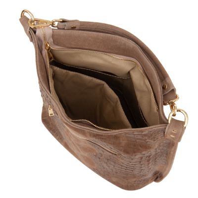 -33% Włoska cappuccino krokodyl A4 skórzana XL torebka shopper bag