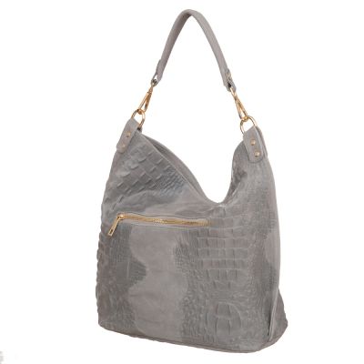 -30% Włoska szara krokodyl A4 skórzana XL torebka shopper bag
