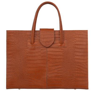 -30% Włoska camel ruda krokodyl A4 klasyczna skórzana teczka aktówka