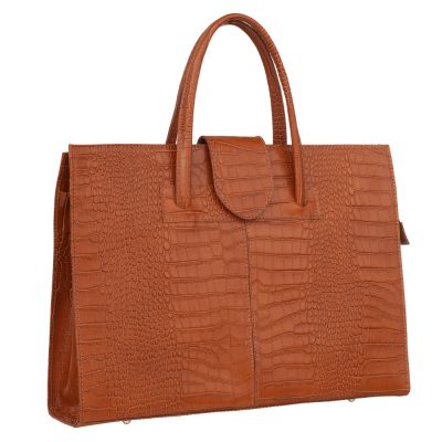 -30% Włoska camel ruda krokodyl A4 klasyczna skórzana teczka aktówka