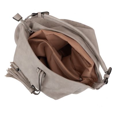 -33% FASHION BAGS - SZARA klasyczna skórzana torebka torba worek modna skóra A4 pikowana