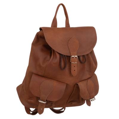 -25% Vintage skórzany camel plecak torba A4 miękka SKÓRA NATURALNA