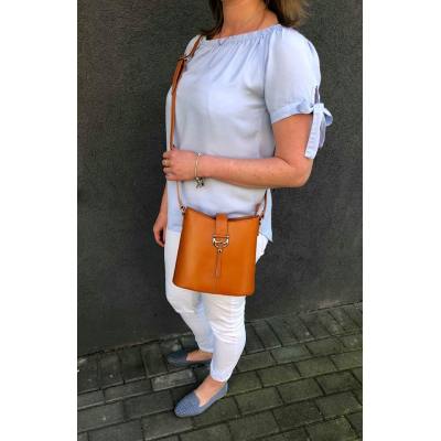 Vera Pelle - włoska czarna / brąz pojemna skórzana listonoszka SKÓRA NATURALNA