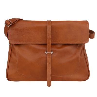 Uniwersalna duża skórzana torba - skóra naturalna camel/ruda