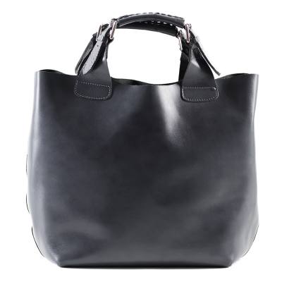 Włoska szara A4 klasyczna XL skórzana torebka shopper bag
