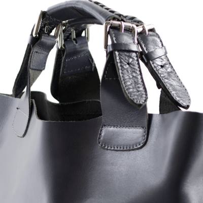 Włoska szara A4 klasyczna XL skórzana torebka shopper bag