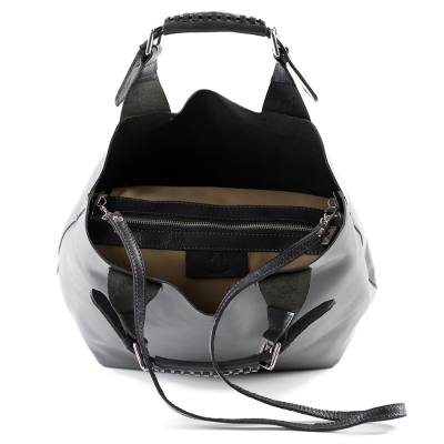 Włoska szara A4 klasyczna XL skórzana torebka shopper bag