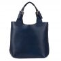 L'ARTIGIANO Włoska granatowa A4 klasyczna skórzana torebka shopper bag - OSTATNI EGZEMPLARZ