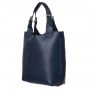 L'ARTIGIANO Włoska granatowa A4 klasyczna skórzana torebka shopper bag - OSTATNI EGZEMPLARZ
